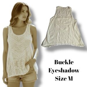 Buckle Eyeshadow Top Cream Crochet Lace Bohemian Tank Women’s Size Medium EUC